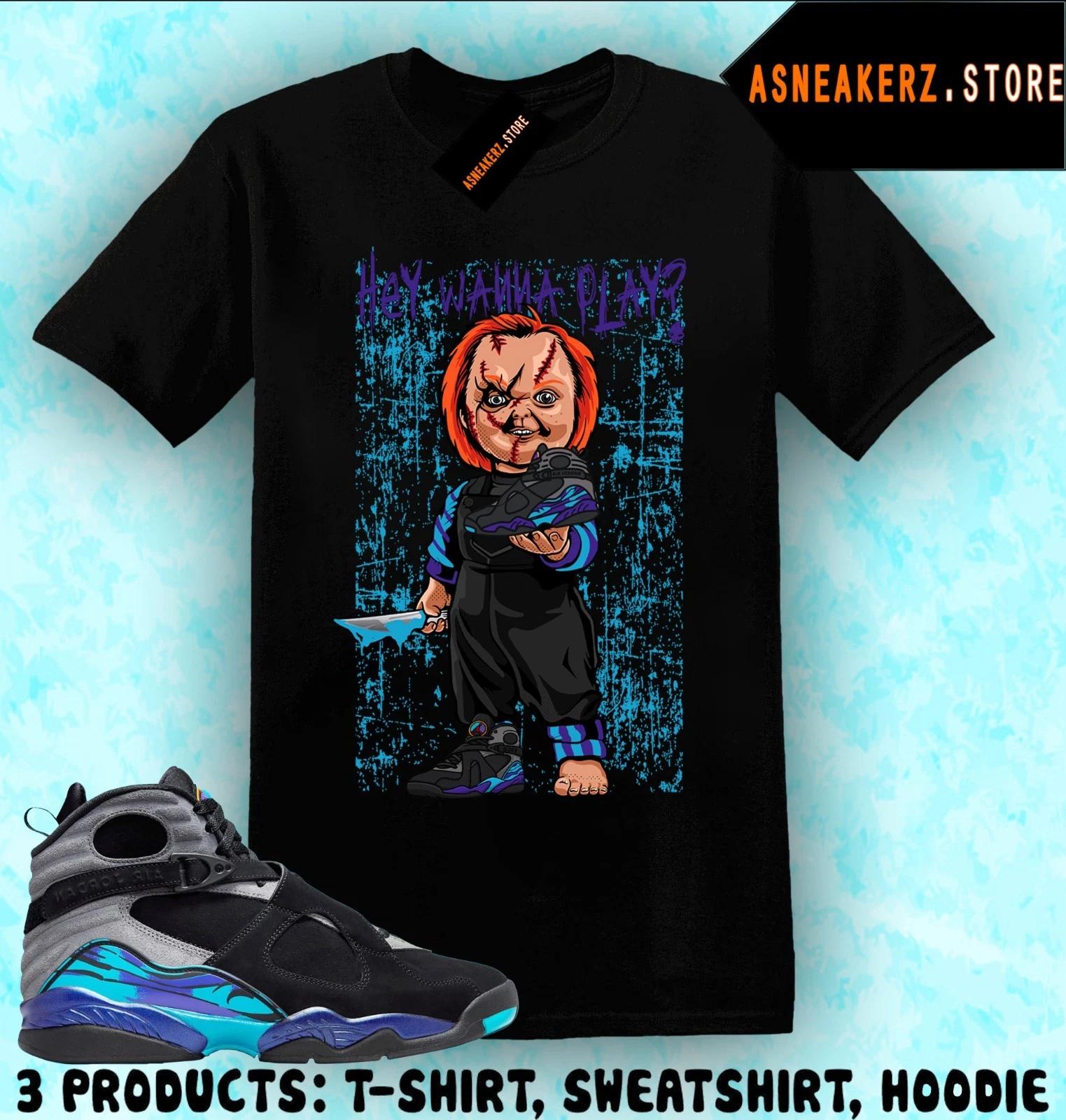 Tee Shirt Matching AJ 8 Aqua 2025 To Match Sneaker Sneakerhead Chucky T shirt XL