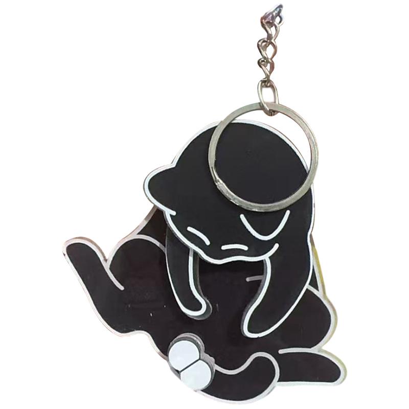 Kreativní přívěsek na klíče s vajíčkem a kočkou, roztomilý a vtipný otočný akrylový přívěsek na klíče pro ženy, přívěsek na klíče, kabelku, tašku, příslušenství