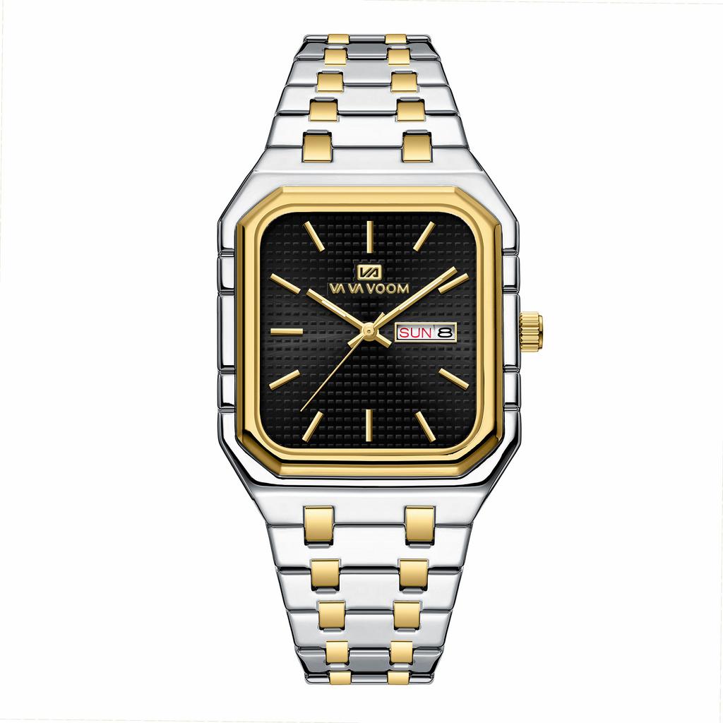 Business Casual Men's Watch Simple Luminous Square Gradually Gold Steel Belt Men's Watch