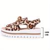 Women's Leopard Print Platform Sandals - Open-Toe Lace-Up Summer Shoes with Thick Cushioned TPU Sole, Breathable