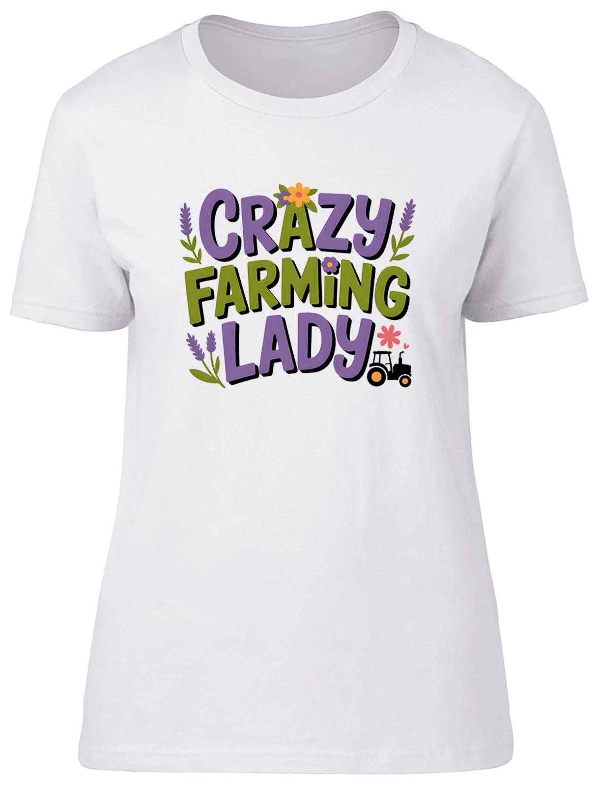 Crazy Farming Lady Funny Womens T-Shirt Ladies Gift Tee XL