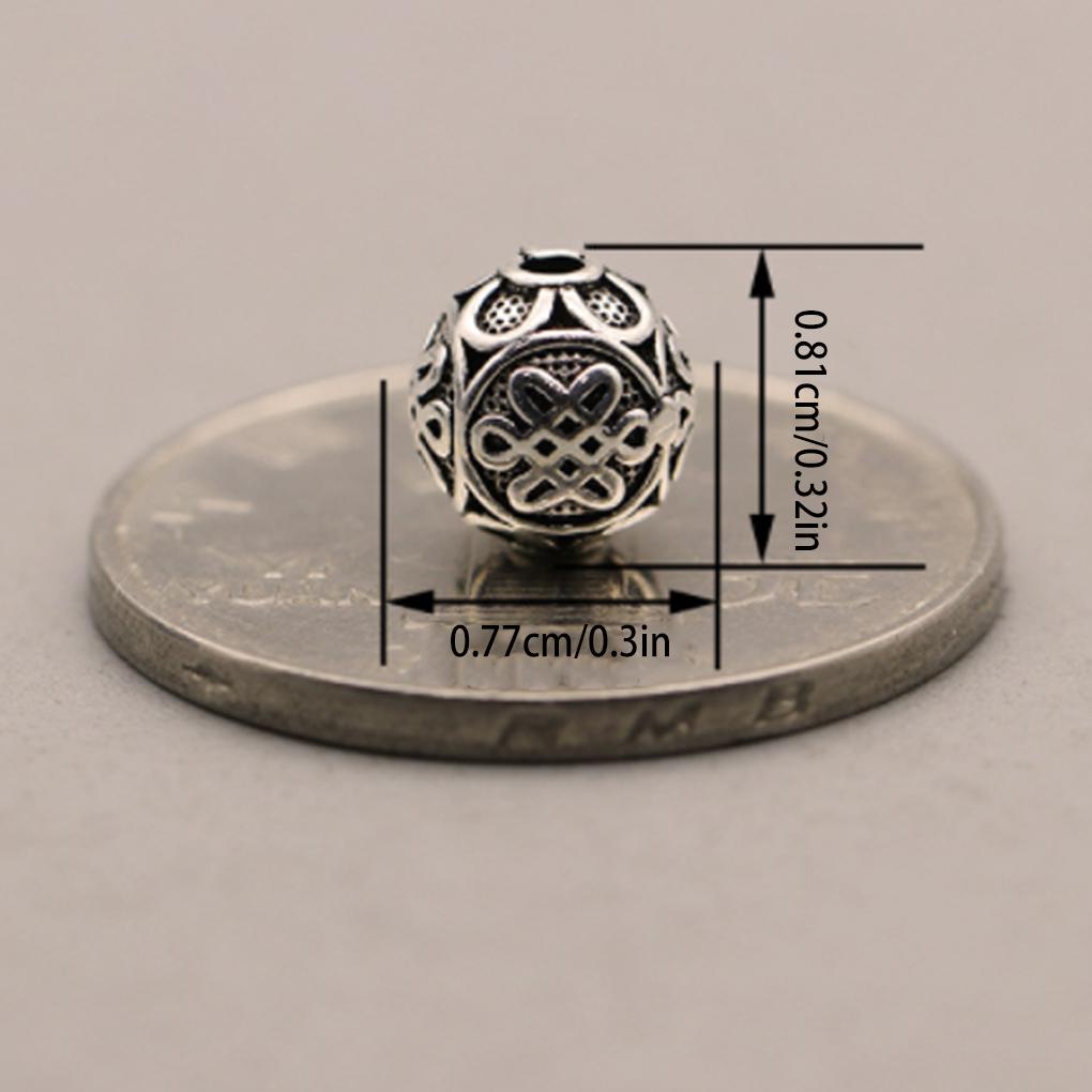 Silver Chinese Knot Bracelet Bead Stylish Engraved Decorative Replacement DIY Flower Pattern Beads Findings Accessories