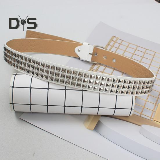 Punk Style Studded Belt Square Rivets Adjustable Straps Rock Waistband Women Girls Gothic Scene Accessories