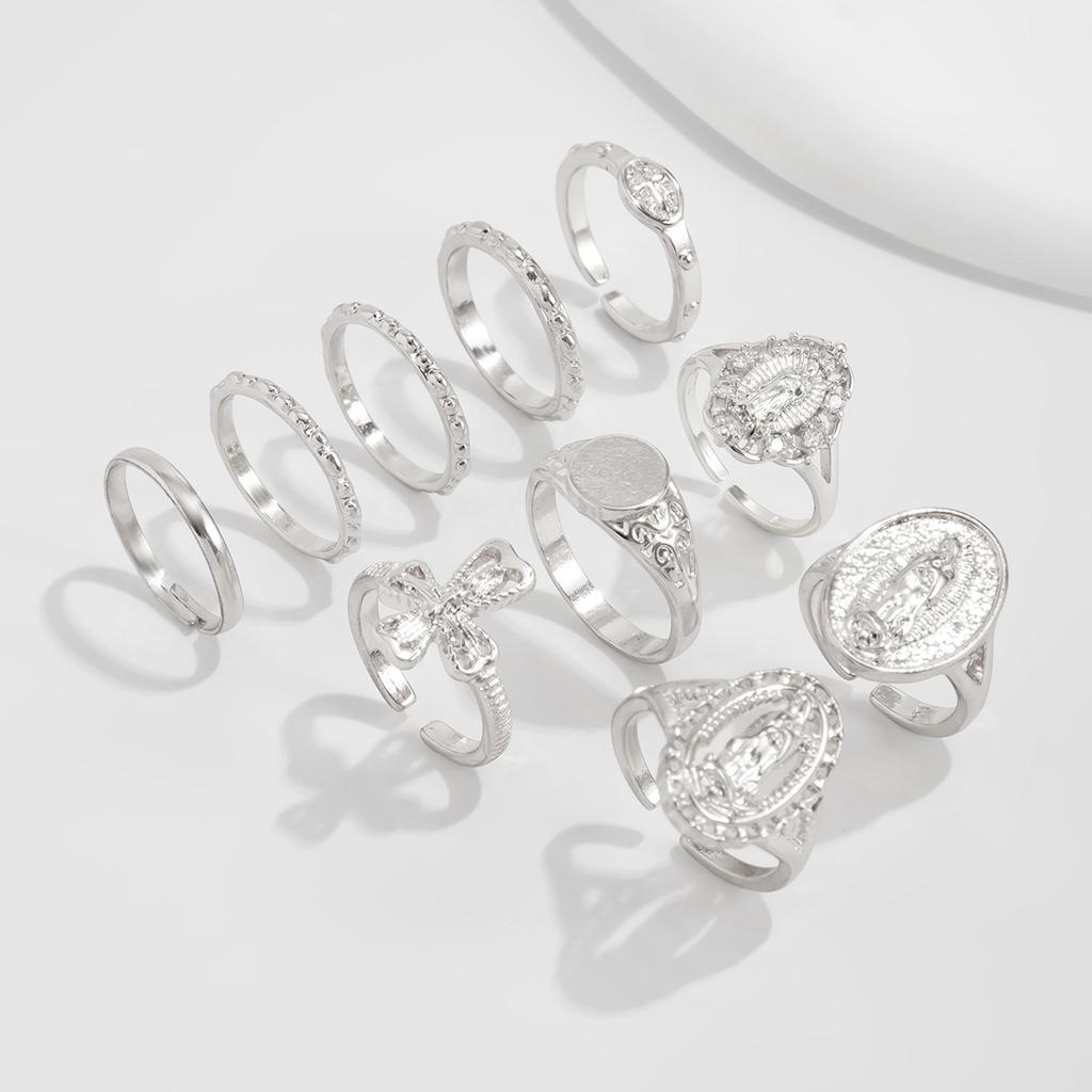 10 ks/sada Elegantní prsteny na prsty s nepravidelnou geometrií pro ženy Romantické svatební šperky Doplňky Zlatá Stříbrná barva Hip Hop Punk Nastavitelné sady prstenů na klouby