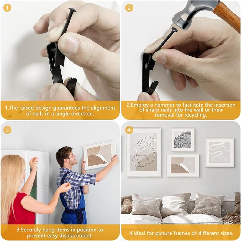 ABWR-220 Pcs Picture Hangers, 5 Sizes Picture Hanging Kit, Picture Frame Hangers,Frame Hanger Kit For Picture,Canvas, Mirror чёрный