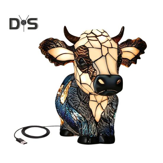 

Настольная лампа в виде коровы Highland, прикроватная тумбочка с питанием от USB, ночник в виде животного, настольная лампа из смолы в виде коровы для спальни, гостиной, офиса Cow
