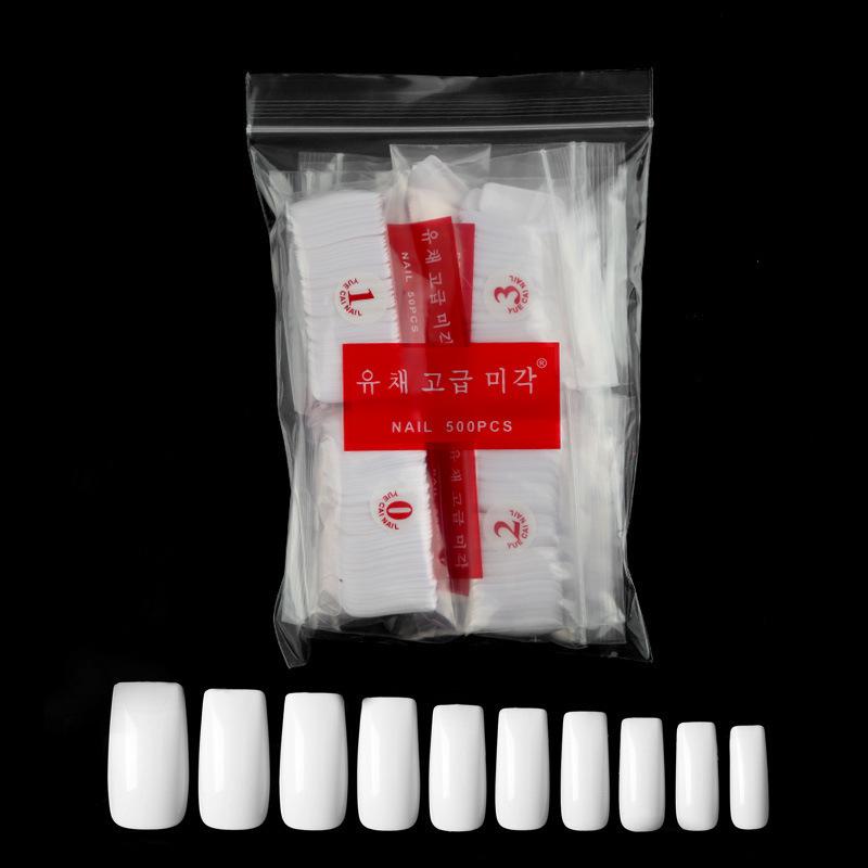 500-Piece Korean French Style Nail Tips: Natural, Transparent, & White Options - Full & Half Cover