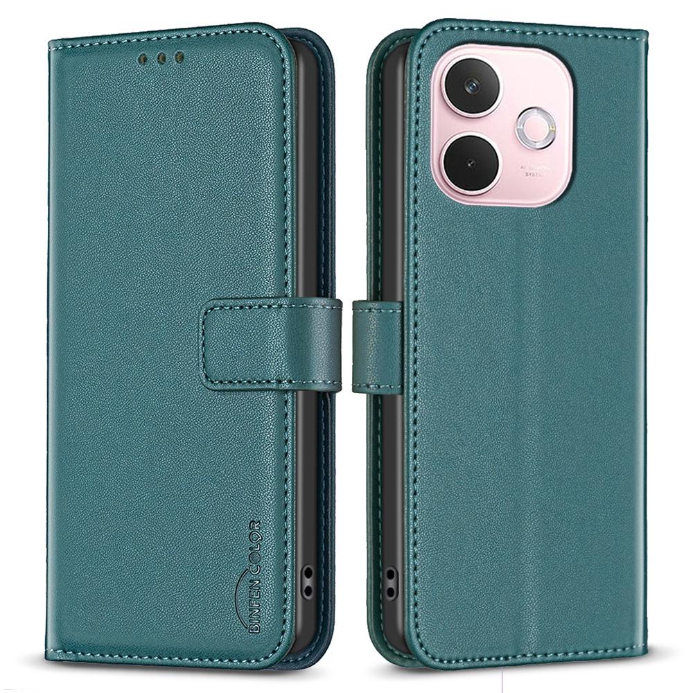 

BINFEN COLOR BF17 For Oppo A5 Pro 5G Case Wallet Folio Flip Leather Cover Green