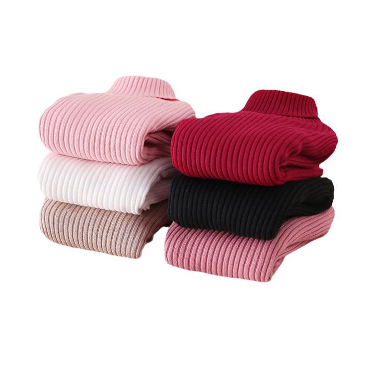 Children's Slim Fit Knit Sweater with High Neck and Velvet Lining for Autumn and Winter.