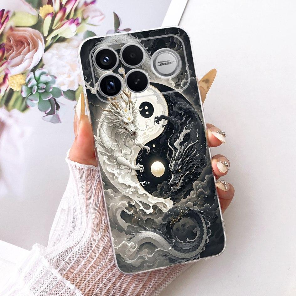 For Xiaomi POCO F8 Ultra Case Luxury Dragon Cartoon Transparent TPU Protection Cover For Poco F8 Pro Ultra PocoF8 Pro Soft Funda