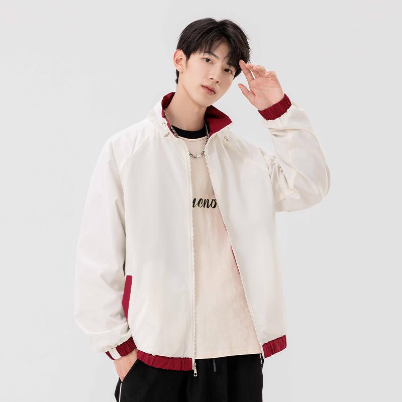 Jacket Men's Spring and Autumn New Men's and Women's Same Double-Sided Stand-Up Collar Jacket Trendy Outdoor Sports Casual Jacket