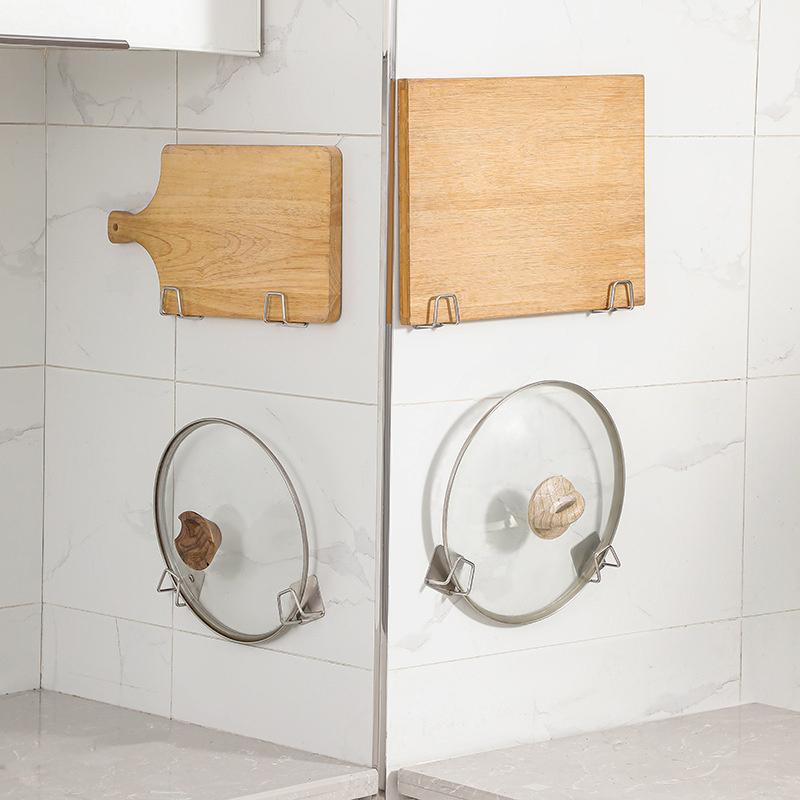 4Pcs Kitchen Storage Rack Wall Mounted Pot Cover Rack Cabinet Bottom Cutting Board Rack Vegetable Board Storage Rack