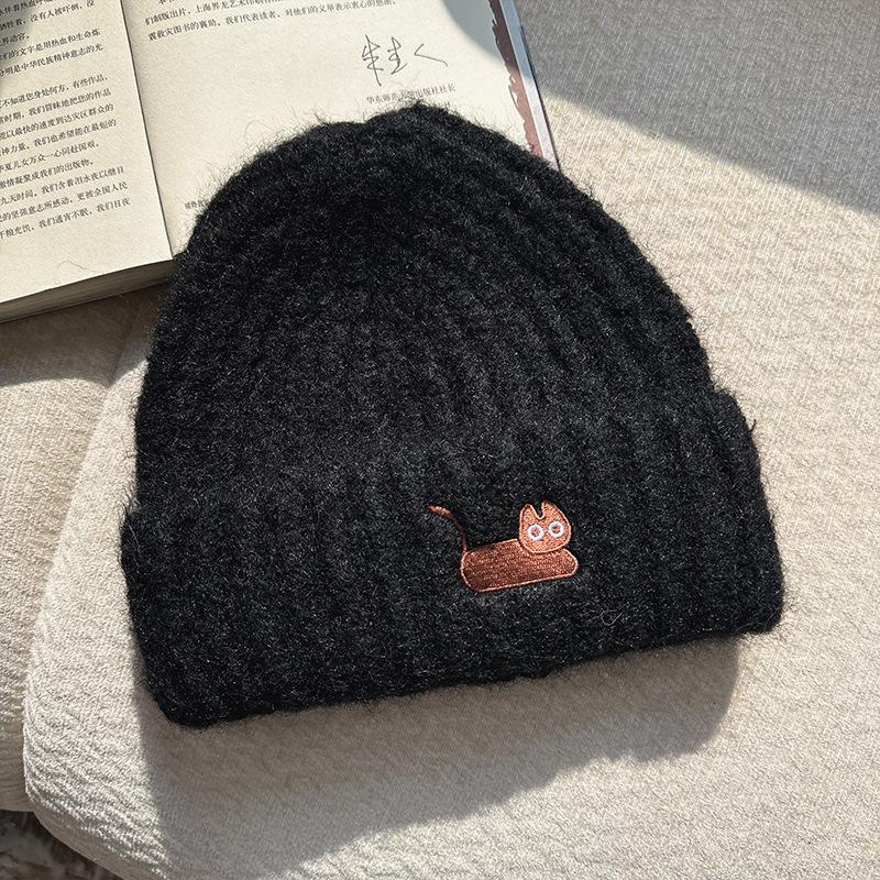 Autumn and winter thickened warm ear protection versatile big head circumference knitted cold hat girl