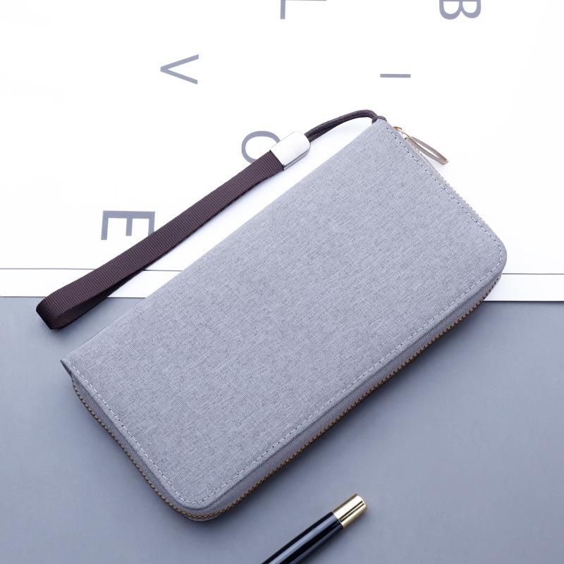 Canvas Men's Zipper Clutch Can Hold Mobile Phones Simple Multi Card Wallet
