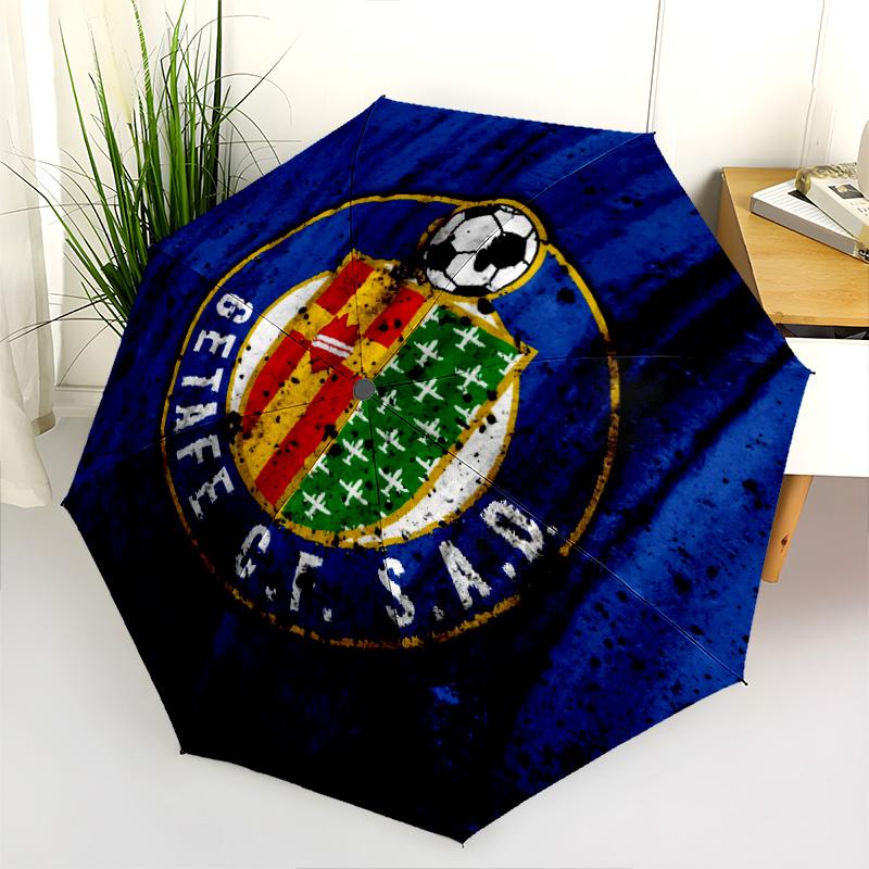 Getafe CF pattern, automatic folding umbrella, portable and foldable design, 8 ribs, a Christmas or birthday gift.