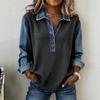 Women's Oversized Collared Sweater – Denim Polo Long Sleeve Knit Top for Winter, Work & Casual Wear