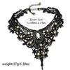 Halloween Black Lace Necklace, Skull Pirate Gothic Clavicle Choker for Women