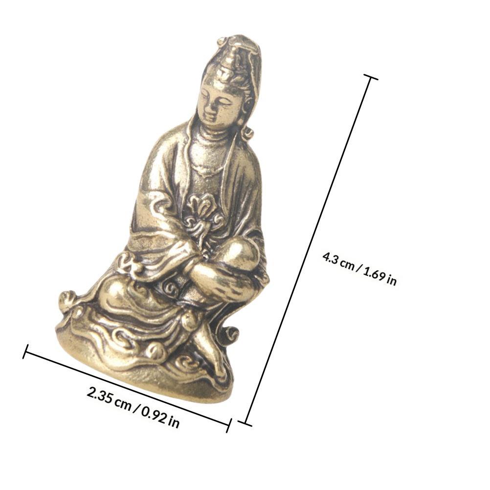 2Pcs Premium Brass Avalokitesvara Statue Small Desktop Ornament Traditional Buddhist Decor Elegant Buddha Statue for Desk Shelf China Mainland