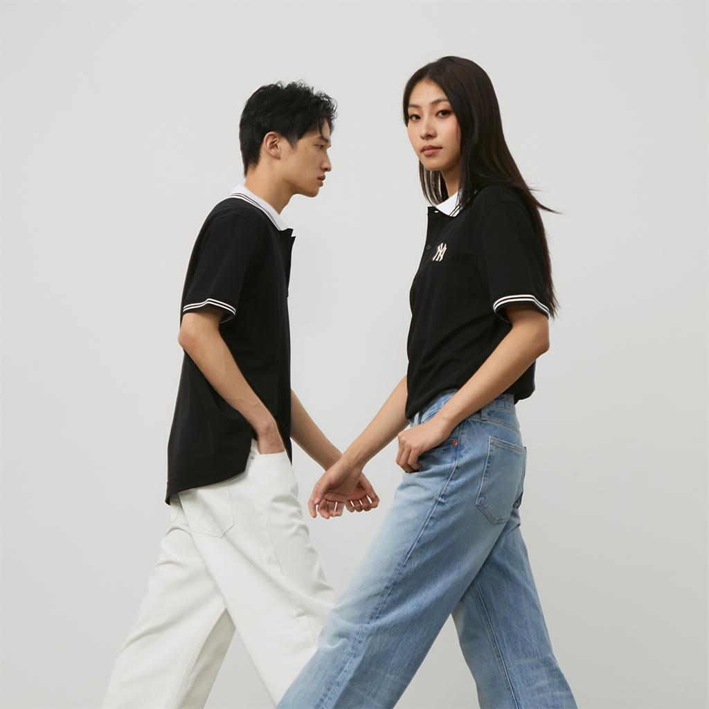 New MLB New York Yankees MLB Basic Logo SS24 Polo Shirt Unisex Black 3APQB0243-50BKS