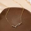 Delicate Chain Necklace with Arabic Script Pendant Featuring Small Embedded Crystals Elegant Minimalist Design for Everyday Wear