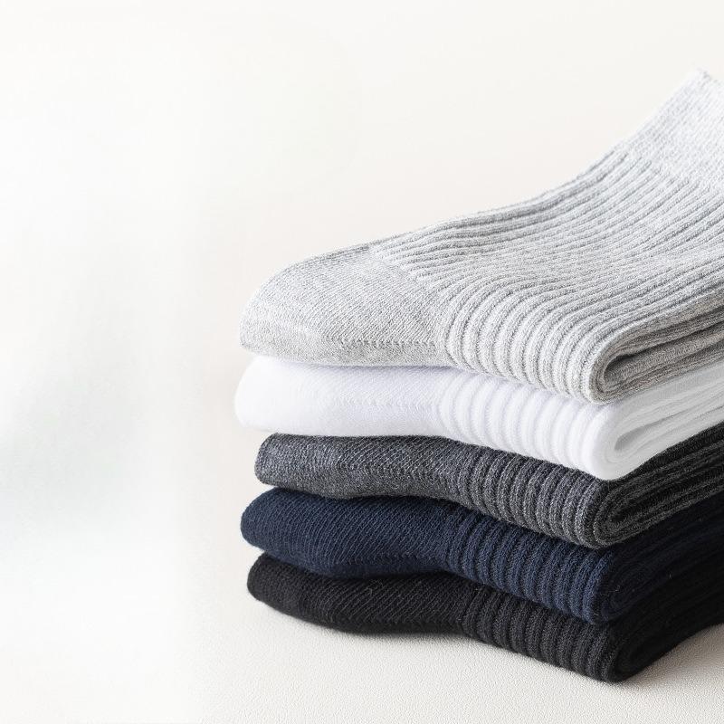 Men's Mid-calf Socks, Spring and Autumn Sports Anti-odor Long Calf Socks, Four Seasons Thin Double-needle Classic Long Socks