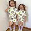 Kids Casual Short Sleeve Top and Shorts Set Animal Print Lightweight Comfortable Summer Outfit for Boys and Girls
