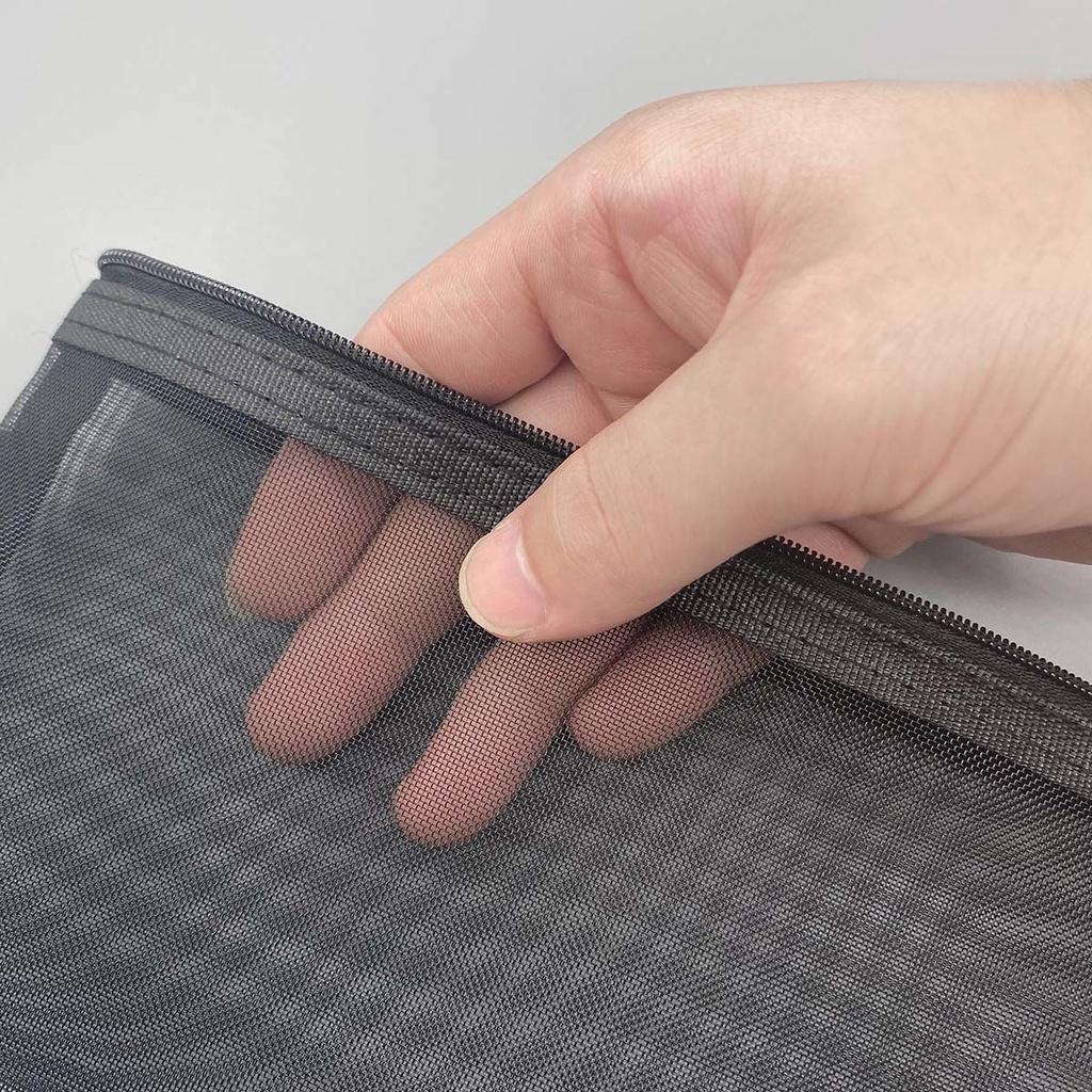 Large Capacity Transparent Mesh Pencil Case, Nylon Zipper Storage Bag, Office Stationery Organizing Office Supplies