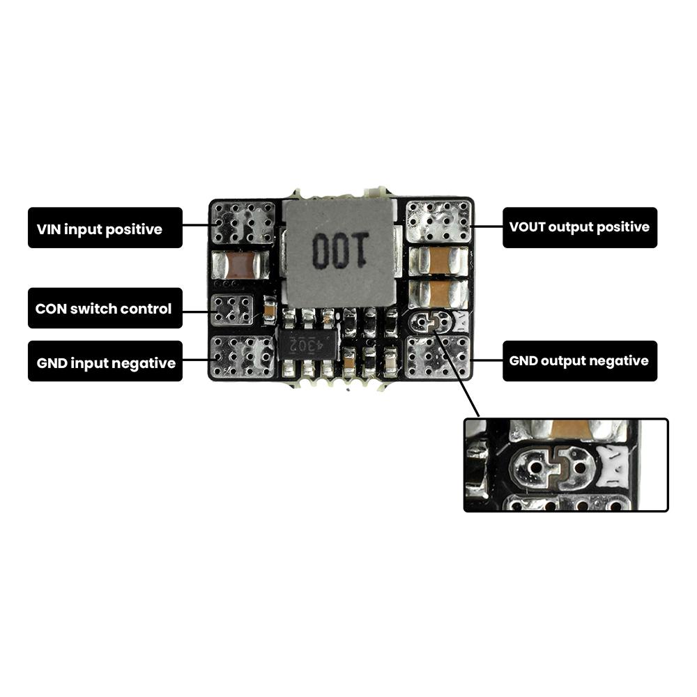 MICRO BEC 6-28V TO 5V3A/12V2A ADJ Step-Down BEC Module 2~6S High-Efficiency Power Converter CON enable Control for Drones/FPV/RC