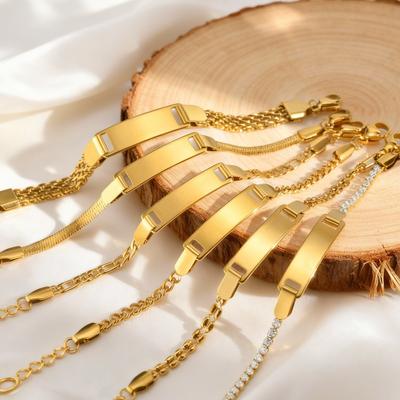 Free Customized Stainless Steel Bracelets for Baby Custom Name Date Bracelet Children's Personalized Link Zircon Chain Bracelet