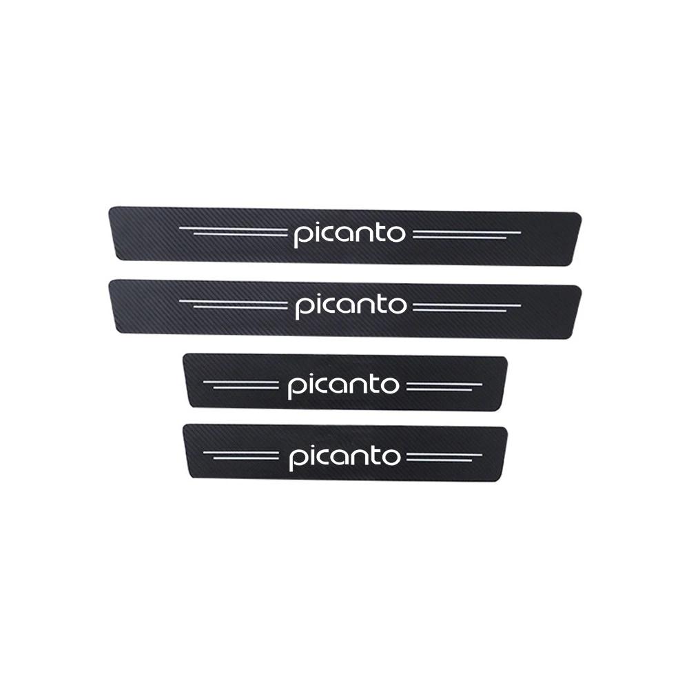 AANJ1 Carbon Fiber Car Door Sill Protective Film Interior for KIA Picanto Logo Trunk Threshold Anti Scratch Stickers Waterproof Decals