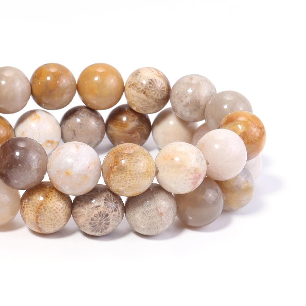 Natural Coral Jade Stone Beads 4 6 8 10 12mm Chrysanthemum Agate Round Spacer Beads For DIY Jewelry Making Bracelets Necklace