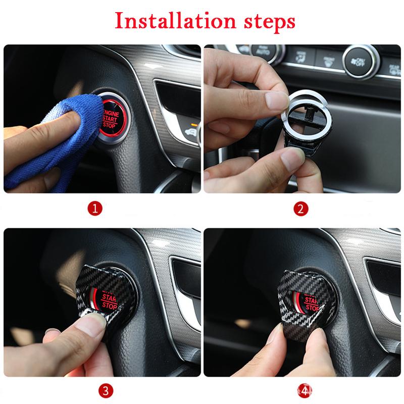 1PC New Car Engine Start Stop Switch Button Cover Decorative Auto Accessories Push Button Sticky Cover Car Interior Car-Styling
