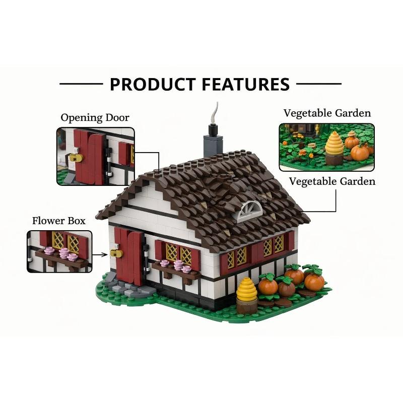 Modular MOC Medieval Village Building Blocks Set - Castle & House Brick Toy - Collectible Model Kit for Adults & Kids