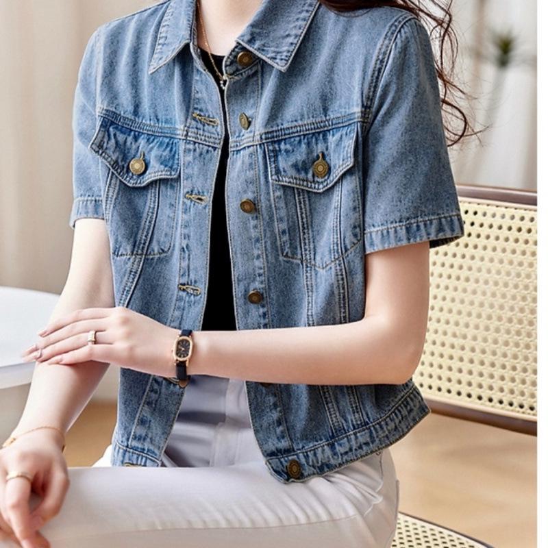 High-Quality Women's Versatile Thin Denim Short-Sleeve Jacket for Early Summer