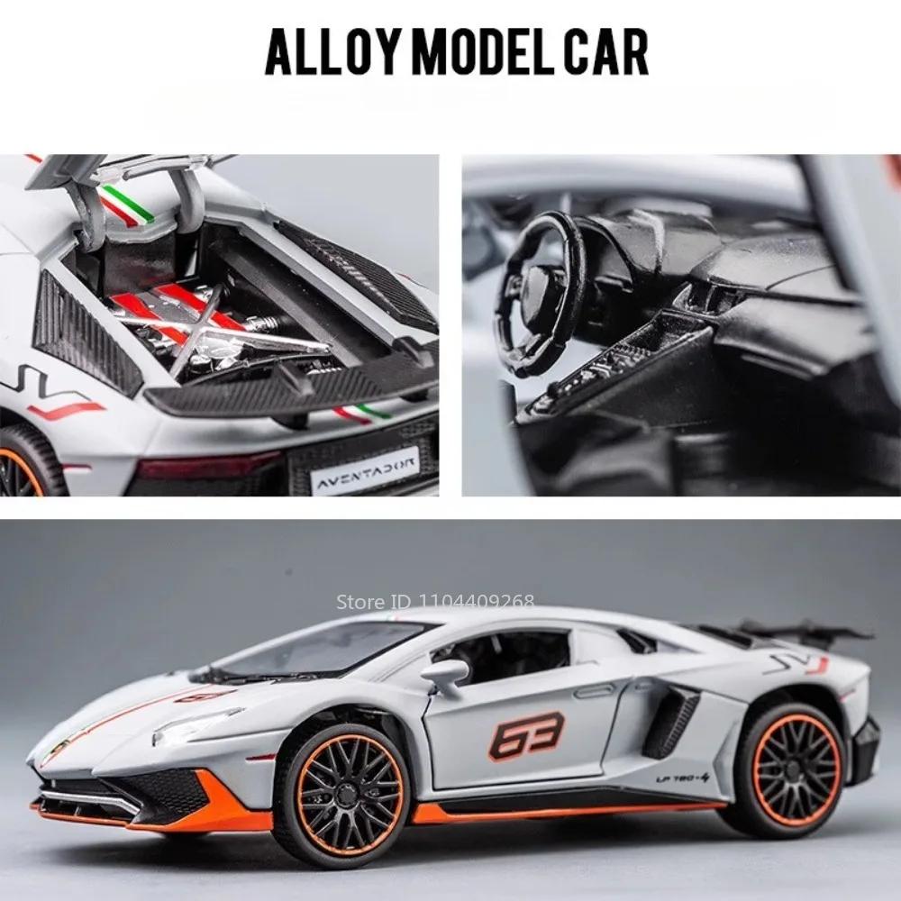1:32 Scale Aventador LP780-4 LP770 Sports Car Model Toy Metal Diecast Pull Back Vehicles Models Toys Holiday Gifts for Kids