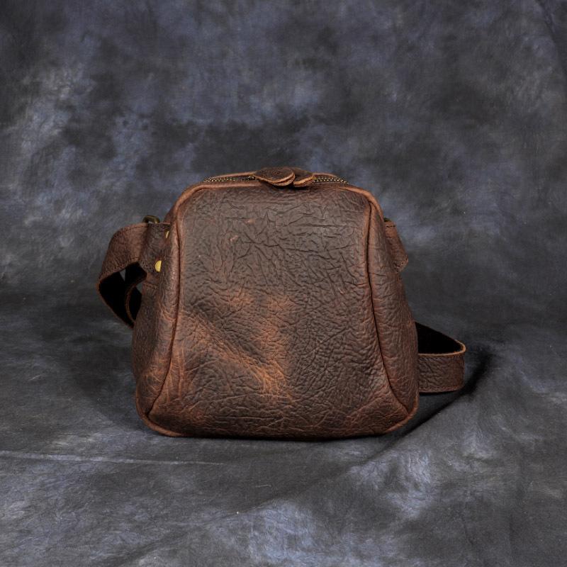 

Men s Genuine Leather Commuter Single Shoulder Crossbody Bag - Top Grain Cowhide/French Leather Men s Bag - Denim Retro Multi-Purpose