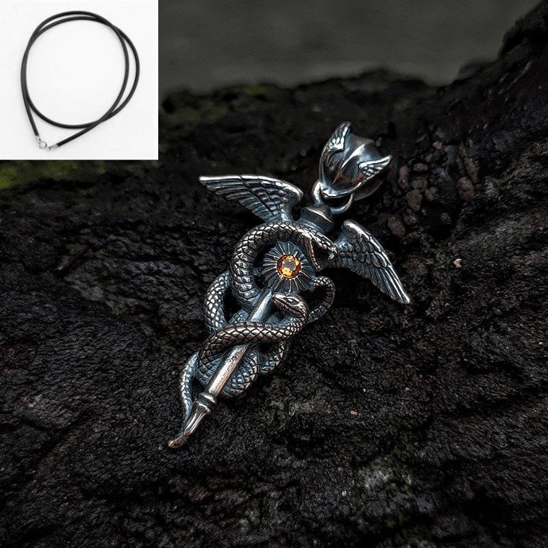 Hermes Caduceus Men s European Retro Cross Necklace