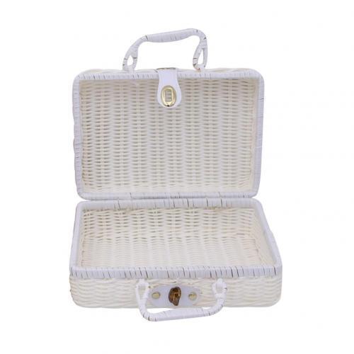 Cesti in PP Rattan Retrò Cesto da Picnic per Conservazione Valigia in Rattan con Manico Scatola Regalo Cesto Intrecciato per Cosmetici Organizzazione Conservazione