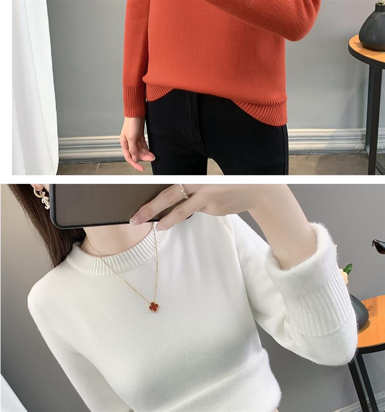 Women's Trendy Thickened Knit Pullover: 2025 Autumn/Winter Long Sleeve Round Neck Sweater