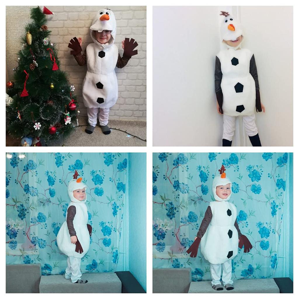 SCLYX Christmas Cosplay Kids' Snowman Costume for Boys and Girls, Cute Olaf Costume, Unisex Olaf Kigurumi, Frozen 2 Cosplay, Frozen Halloween