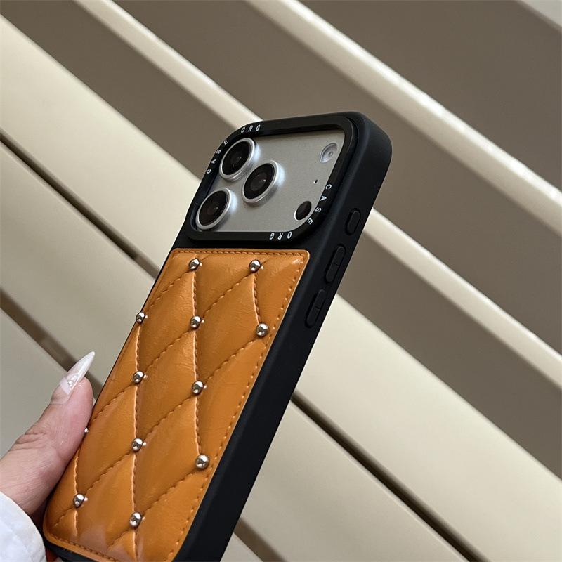 Premium Studded Diamond Pattern Phone Case for iPhone 17/16 Pro Max/15/14 - Light Luxury Design