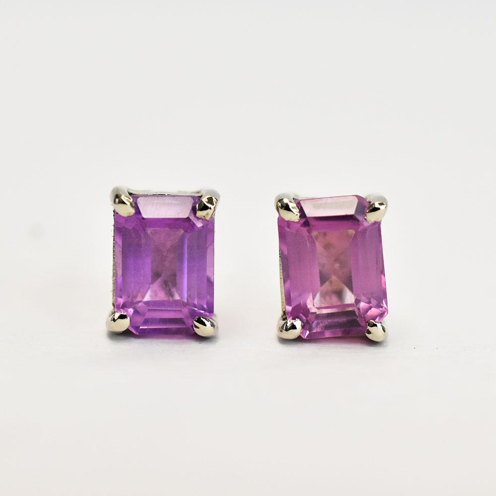 Purple Sapphire Gems Stud Earrings 9 Ct Natural 925 Sterling Silver Certified