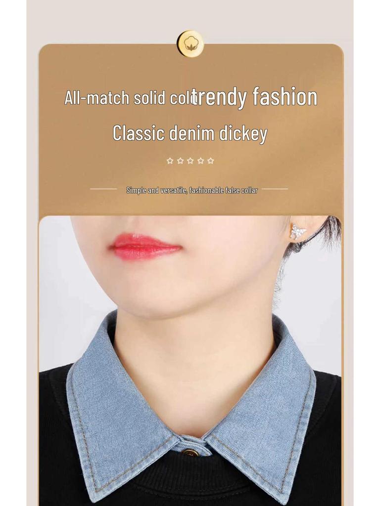 Children's Versatile Denim Dickey Faux Collar for Sweaters and Ladies - Multifunctional Pointed Collar Decoration
