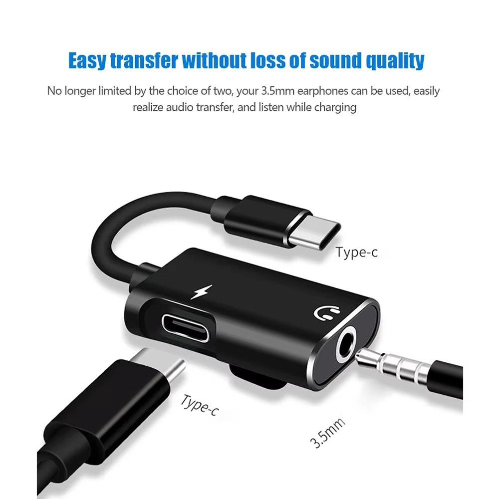 2 In 1 Cable Type C To 3.5mm Jack Audio Splitter Adapter For Xiaomi Huawei Headphone Charger USB C Earphone Aux Cable 3.5 Adapte