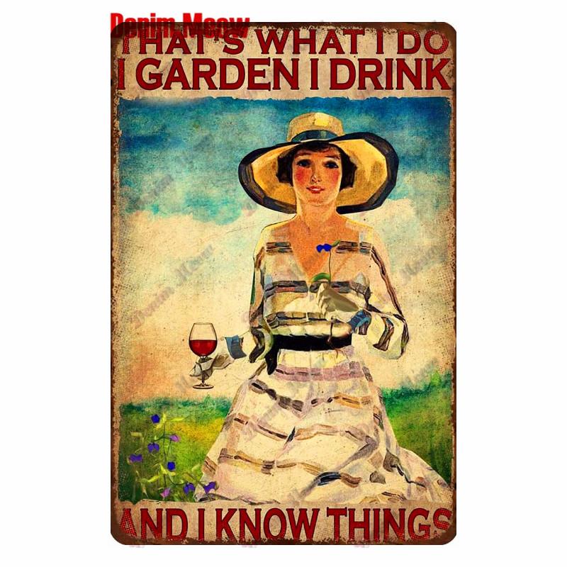 Vintage Turquoise Cat Metal Poster, I Drink Wine Wall Tin Sign, Retro Frogs, Wine Plate for Elf Bar, Pub and Garden Decor, WY52