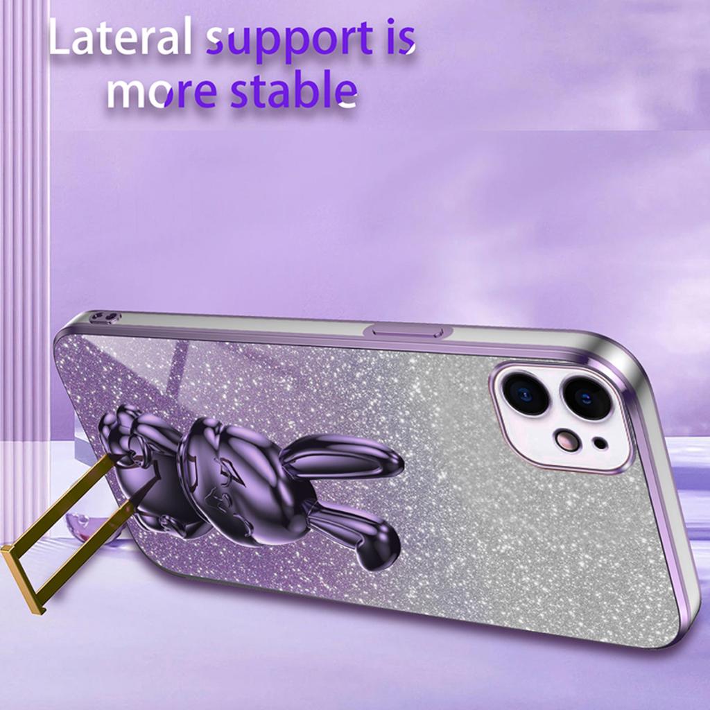 For iPhone 11 Pull-out Kickstand Cartoon Rabbit Case Smart Phone Protector Cover