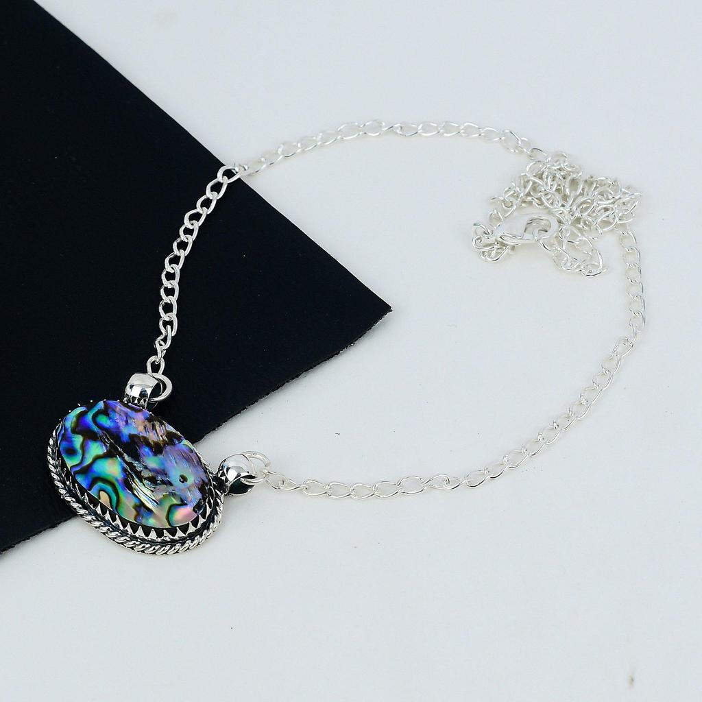Abalone Shell Gemstone Handmade 925 Sterling Silver Necklace Natural Abalone Shell Handmade Jewelry Necklace For Women Necklace For Her