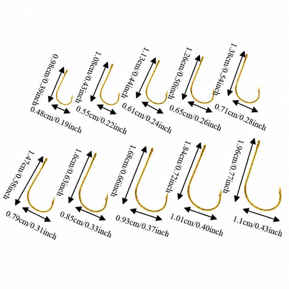 500PCS 10 Sizes Carp Fishing Hooks High Carbon Steel Fly Fishing Hooks  Trout Fishing