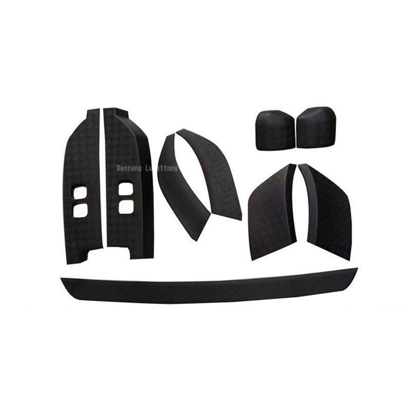 Matte Black Scratch-Resistant Off-Road Kit for New Defender 2020+: Rearview Mirror Cover, Front Bumper & Rear Taillight.