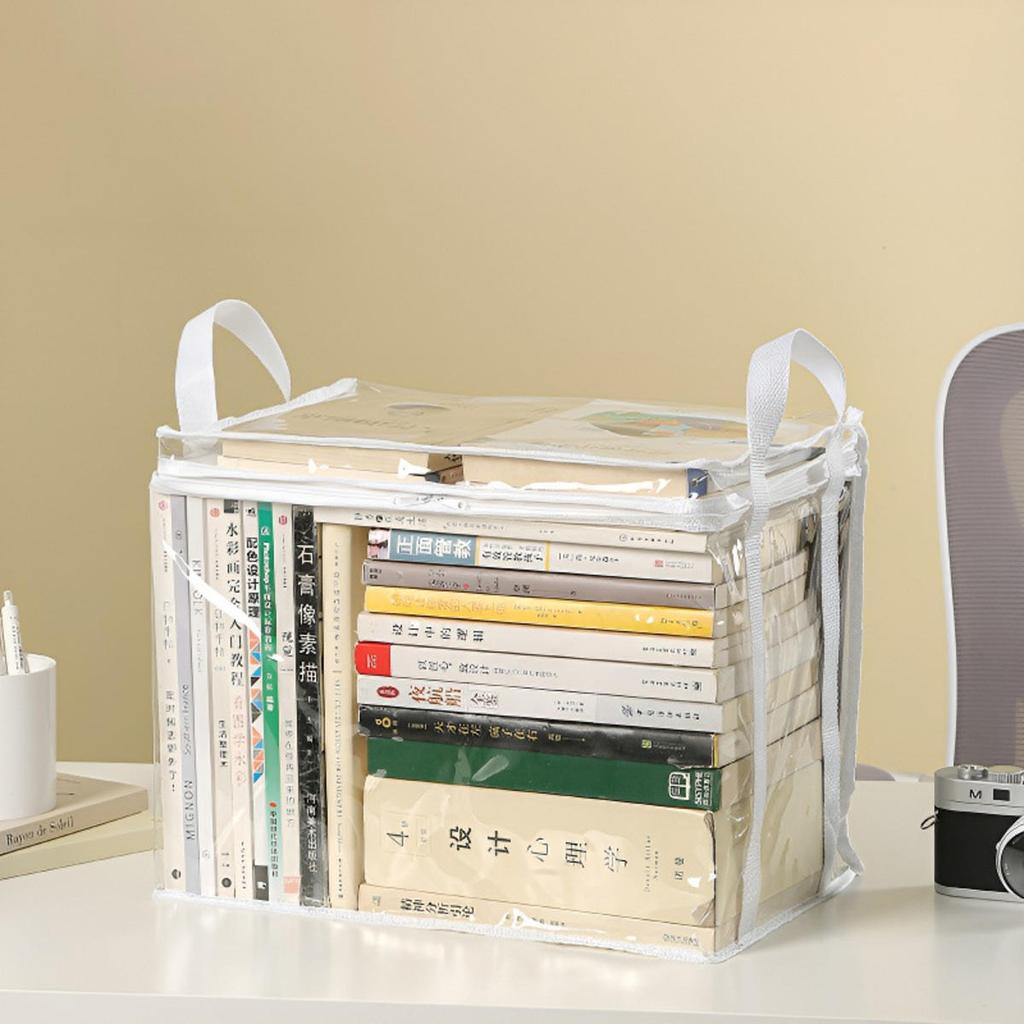 1 Pcs Foldable Book Box Student Dormitory Classroom Book Organizer Transparent Waterproof Household Book Organizing Storage Box